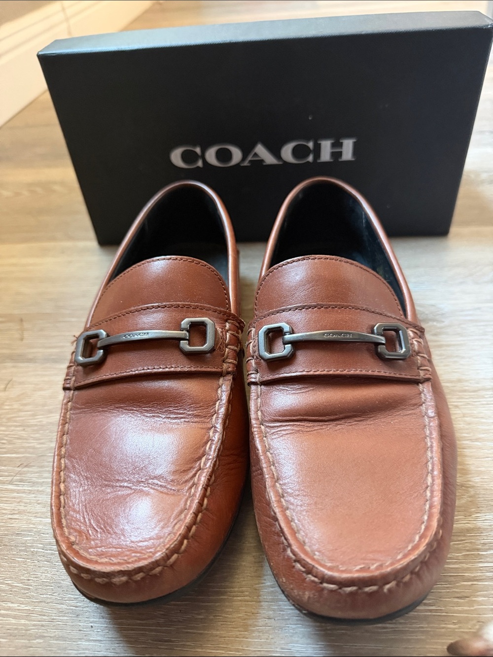Coach Tan Leather Bit Loafers